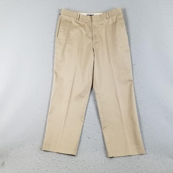 Dockers Premium Pants Mens 36x30 Khaki Beige Flat Front Relaxed Fit Chino Cotton - Picture 1 of 13